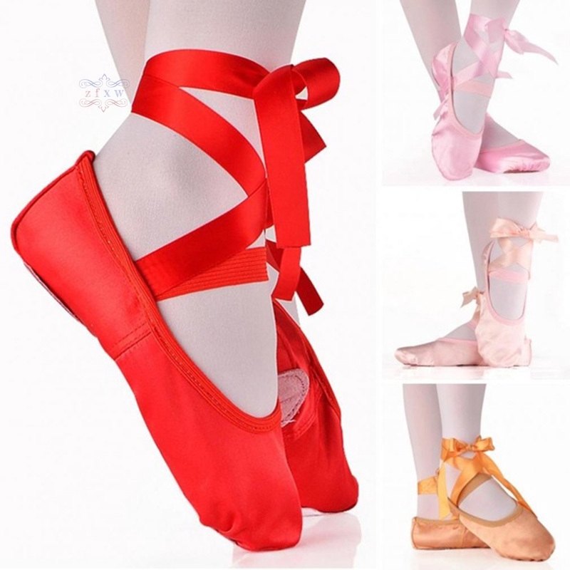Giày múa ba lê bằng lụa satin cho bé và người lớn