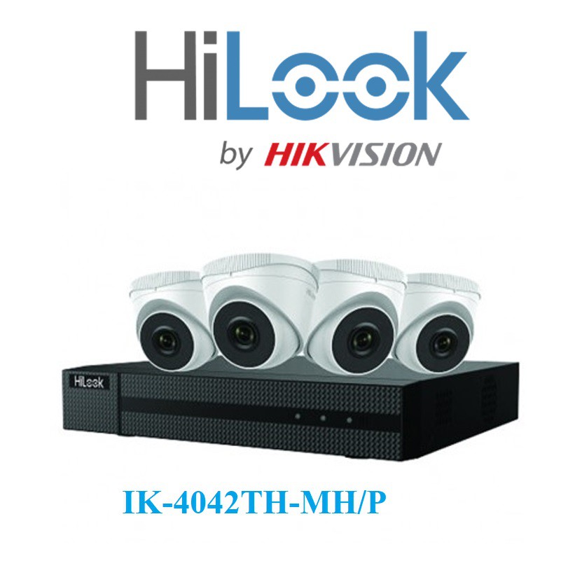 Bộ KIT camera IP POE HILOOK IK-4042TH-MH/P - Bao gồm 1 đầu thu 4 cổng POE và 4 camera Dome Poe - Hàng chính hãng