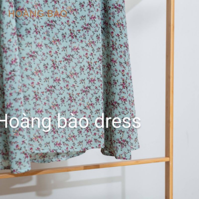 Chân váy dài hoa nhí  dáng chữ A, cạp khoá ôm khít