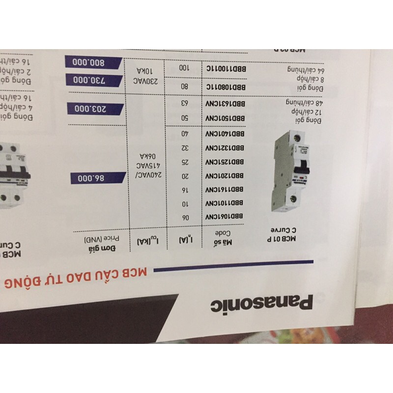 CB panasonic 1 pha 16-40a