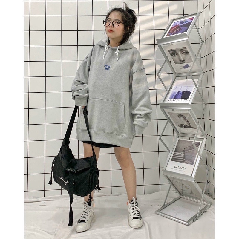 Áo Hoodie Tay Dài FIND Vải Nỉ Bông Form Rộng Ulzzang Unisex