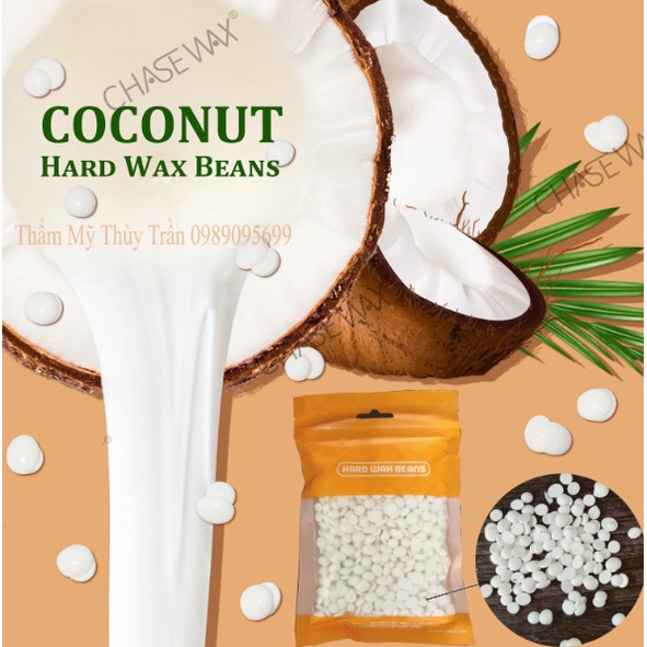 [Sáp cao cấp Coconut &amp; trong suốt] Sáp wax lông nóng dạng hạt đậu sữa dừa coconut siêm bám lông, tặng que(SẢN PHẨM HOT)