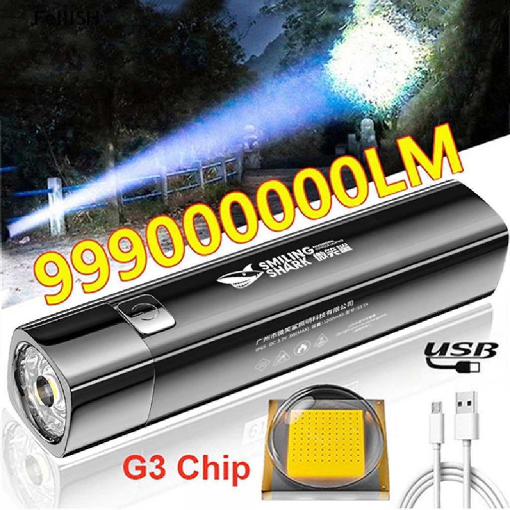 [Felli] 2 IN 1 990000LM Ultra Bright G3 Tactical LED Flashlight Torch Light Outdoor 439br