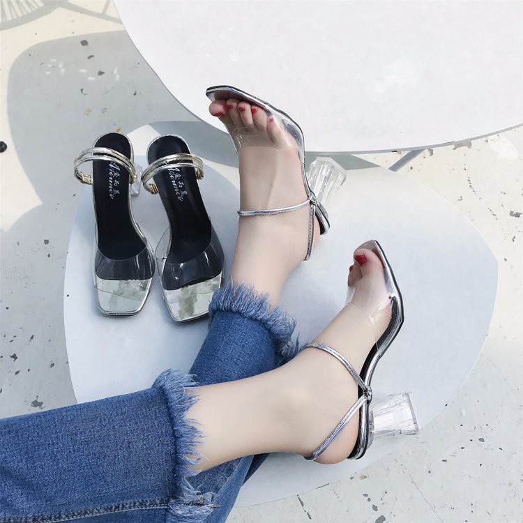 SANDAL NỮ QUAI TRONG, GÓT VUÔNG TRONG ĐẾ 7P- G257