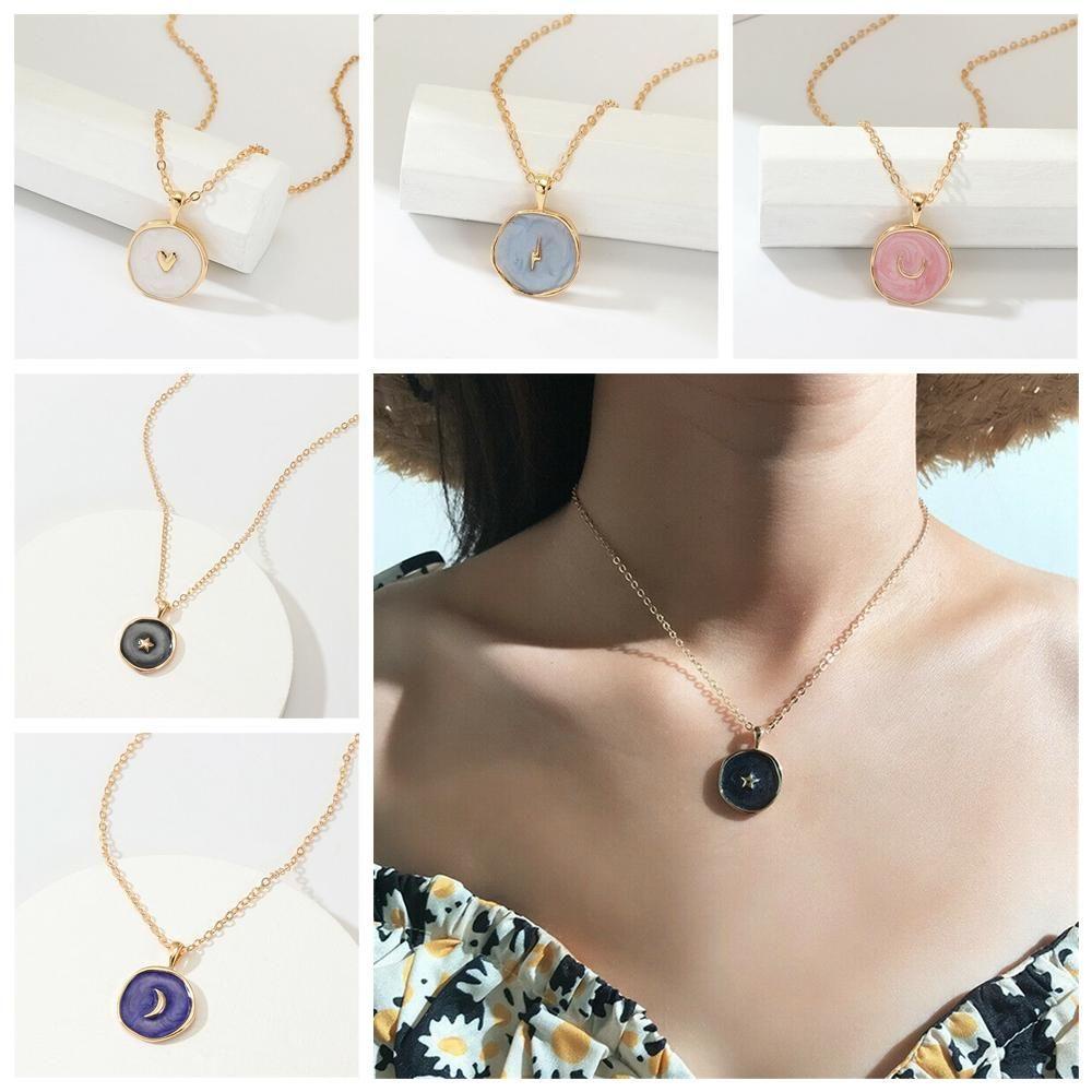 Eutus Dây Chuyền Chuỗi Xích Thả Dầu Mặt Trăng Ngôi Sao Tối Giản Thời Trang