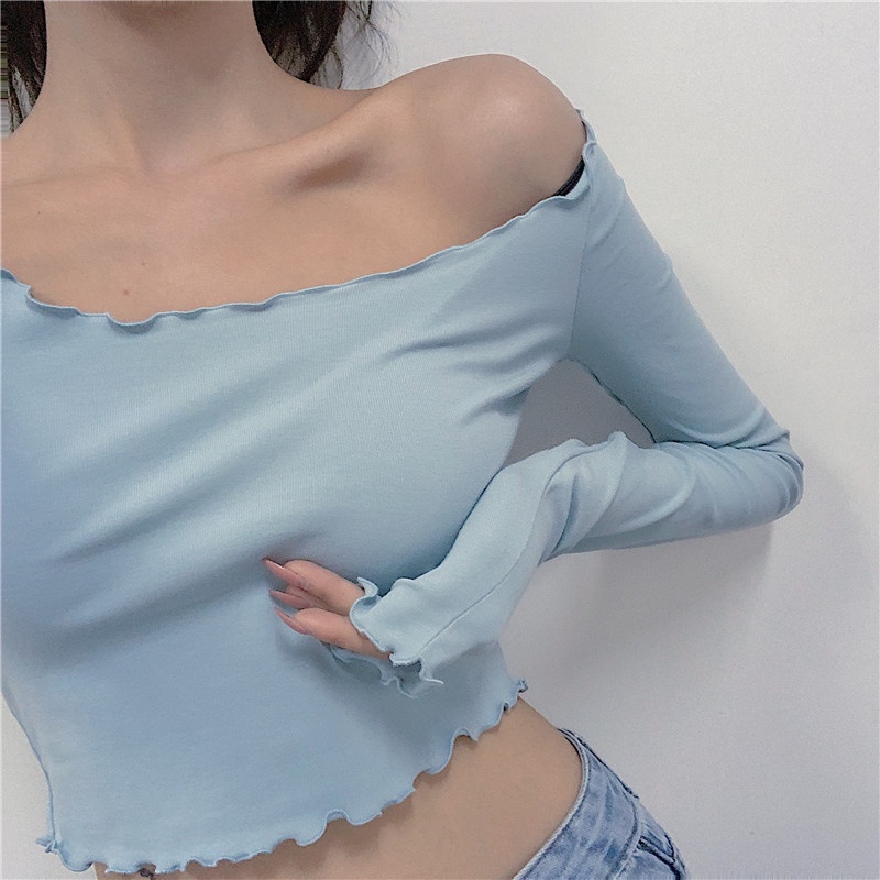 Áo Thun Trễ Vai Dáng Ôm Thiết Kế Đơn Giản Hợp Thời Trang