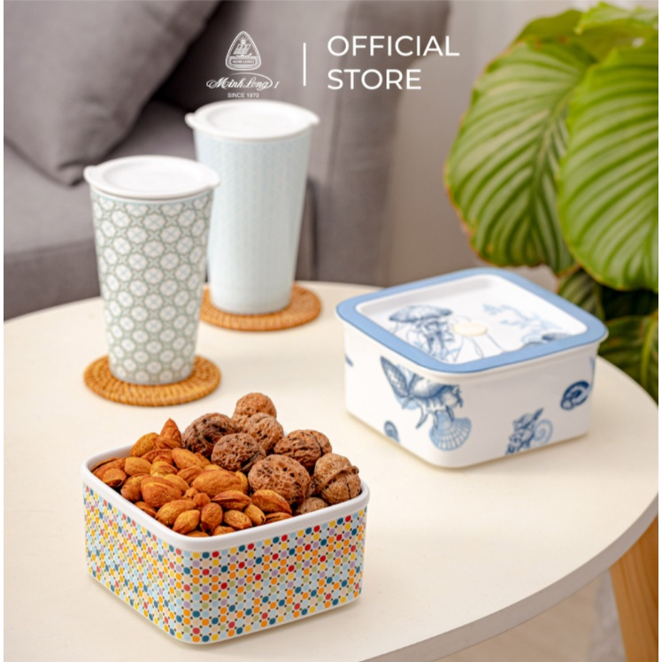 Hộp Cơm, Đựng Thực Phẩm Tròn Giữ Nhiệt Sứ Dưỡng Sinh Minh Long - 11 cm - Màu Trắng