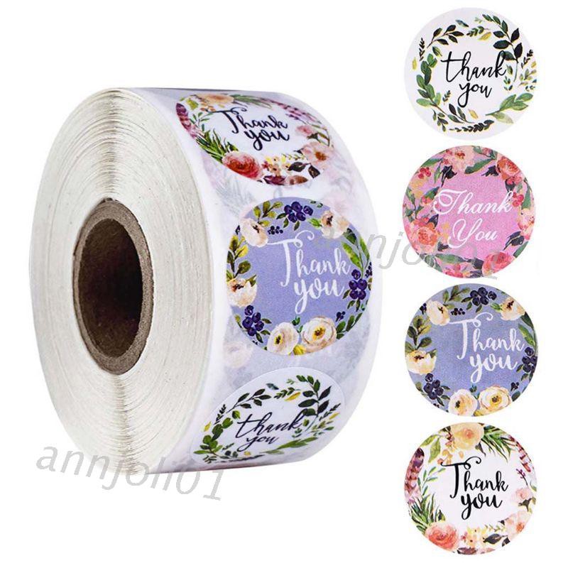Cozyx 500pcs 4 Designs Floral Thank You Stickers Wedding Party Labels