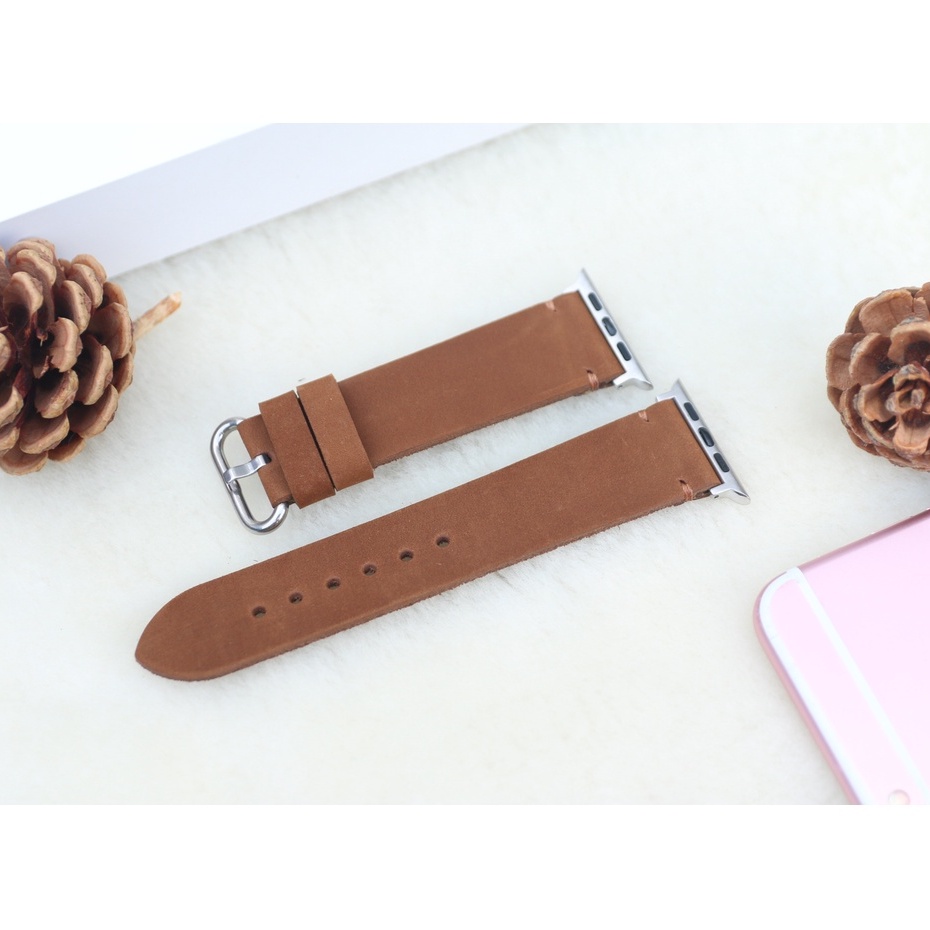 Dây Da Thay Thế Dành Cho Đồng Hồ Thông Minh AW Da Bò Sáp Handmade