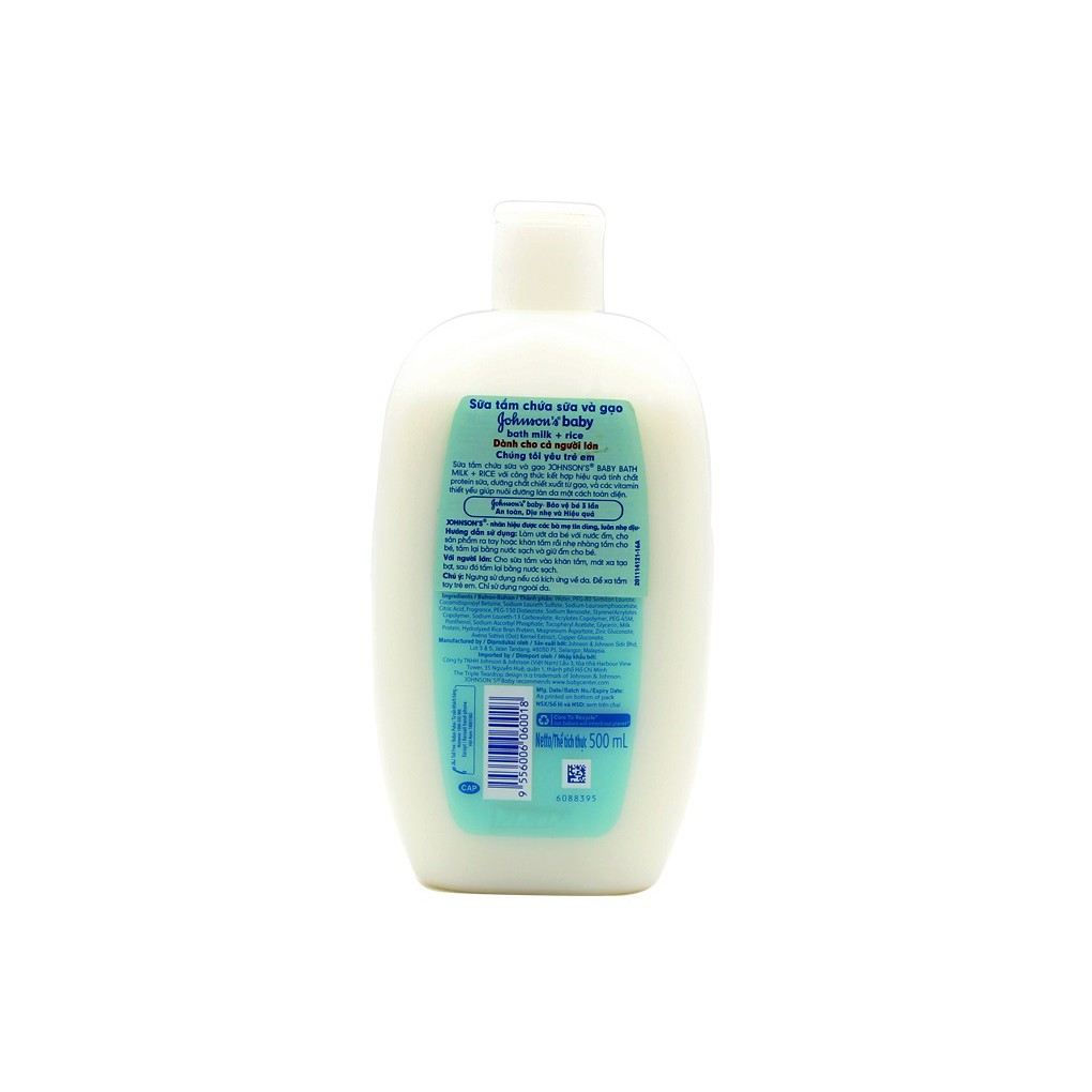 Sữa Tắm Dưỡng Ẩm Chứa Sữa Và Tinh Chất Gạo cho trẻ em Johnson’s Baby Milk + Rice baby bath 500ml (Malaysia)