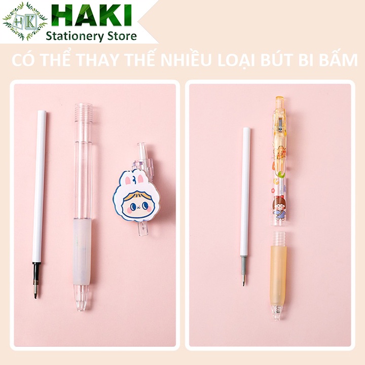 Ruột bút bi bấm HAKI mực đen túi 20 ngòi bút 0.5mm tiện dụng đồ dùng văn phòng phẩm