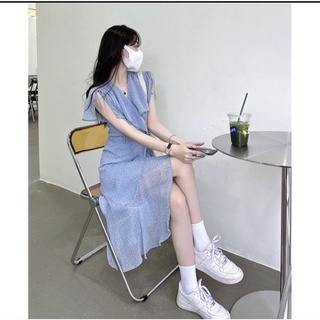 Đầm xanh chấm bi hàn quốc 2021