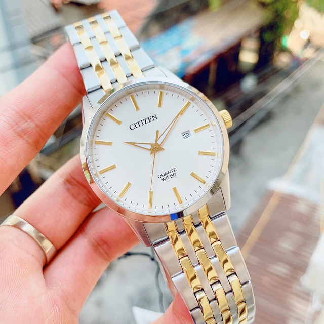 Đồng hồ nam Citizen BI5006-81P máy Quartz, dây demi mạ vàng PVD, kính mineral chống trầy, mỏng 8mm, lịch ngày, case 39mm