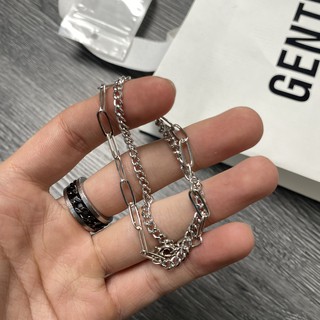 Vòng tay 2 dây xích bạc , Lắc tay nam nữ unisex, Msw Town