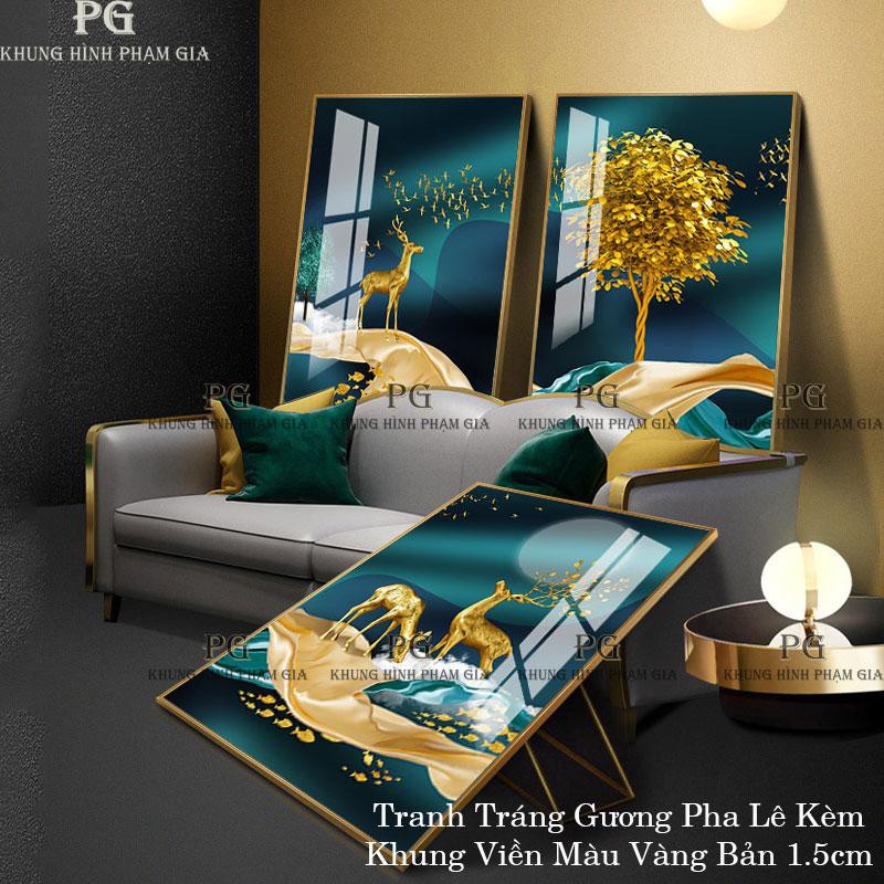 Trang Tráng Gương Pha Lê Decor Trang Trí Phòng Khách Hoa Hướng Dương- Khung Tranh Phạm Gia  PGPLTG1078