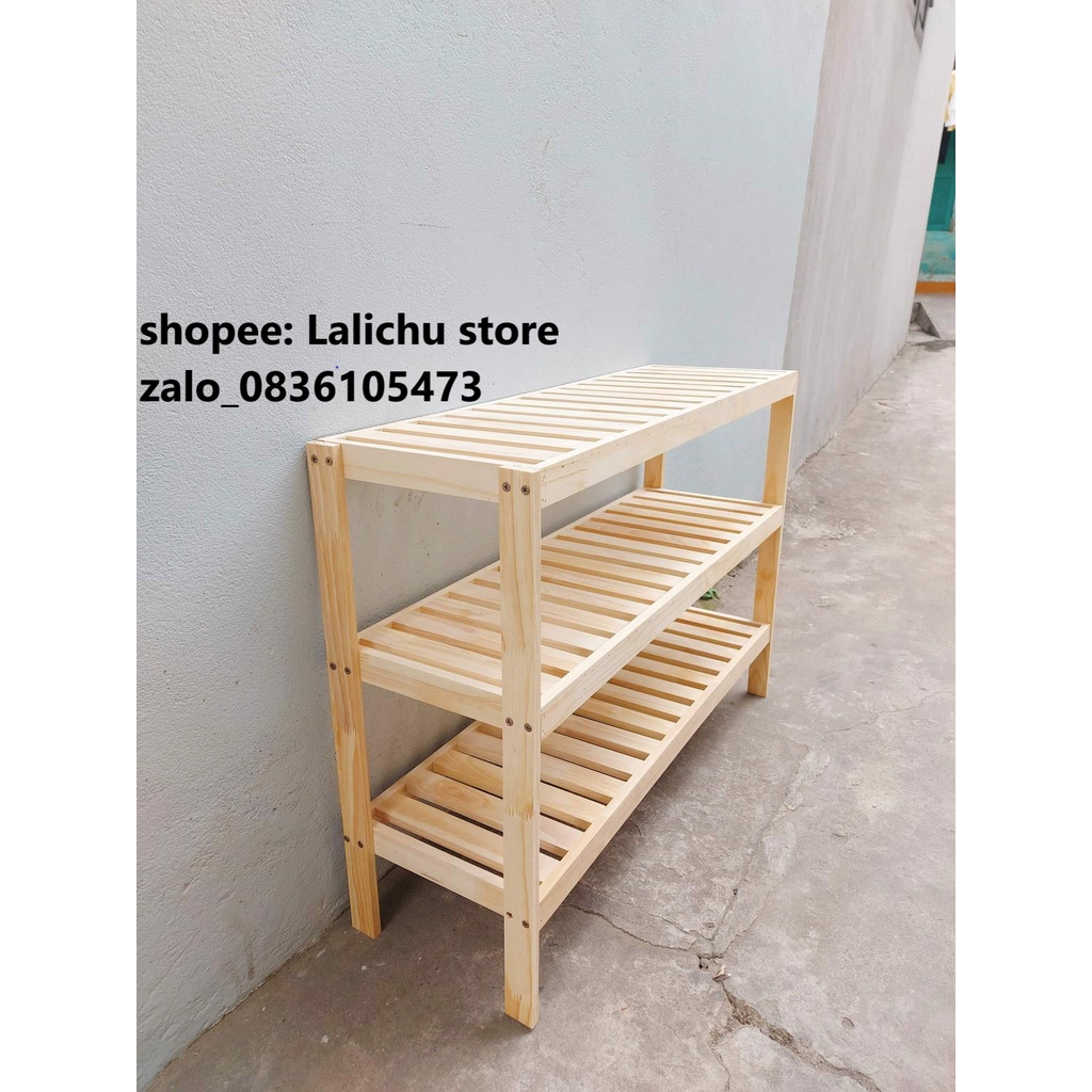 Kệ để đồ bằng gỗ 3 tầng trang trí nhà cửa, kệ gỗ decor, kẹ để giày