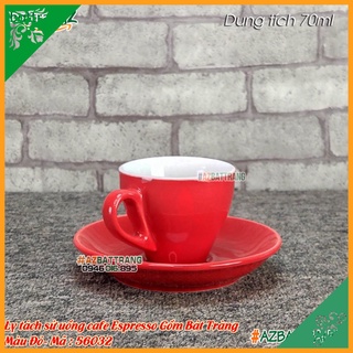 Ly tách sứ uống cafe Espresso màu đỏ Gốm Bát Tràng