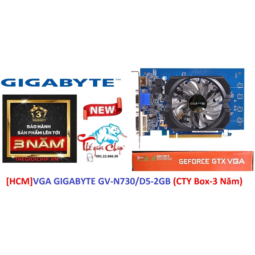 [HCM]VGA (Cạc màn hình) GIGABYTE GV-N730/D5/2GB (CTY Box-3 Năm)