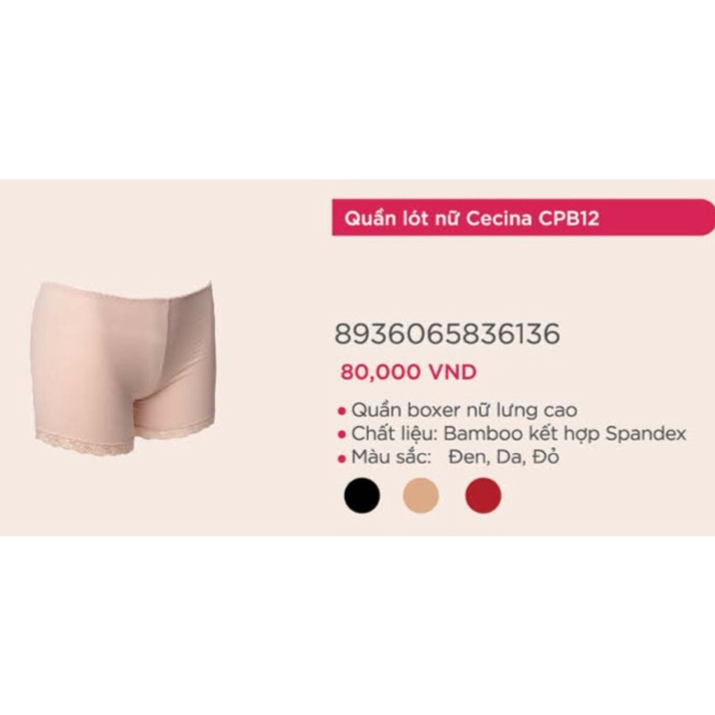 CPB12 Quần lót nữ chất liệu bamboo sợi tre, chính hãng Việt Nam, thấm hút tốt
