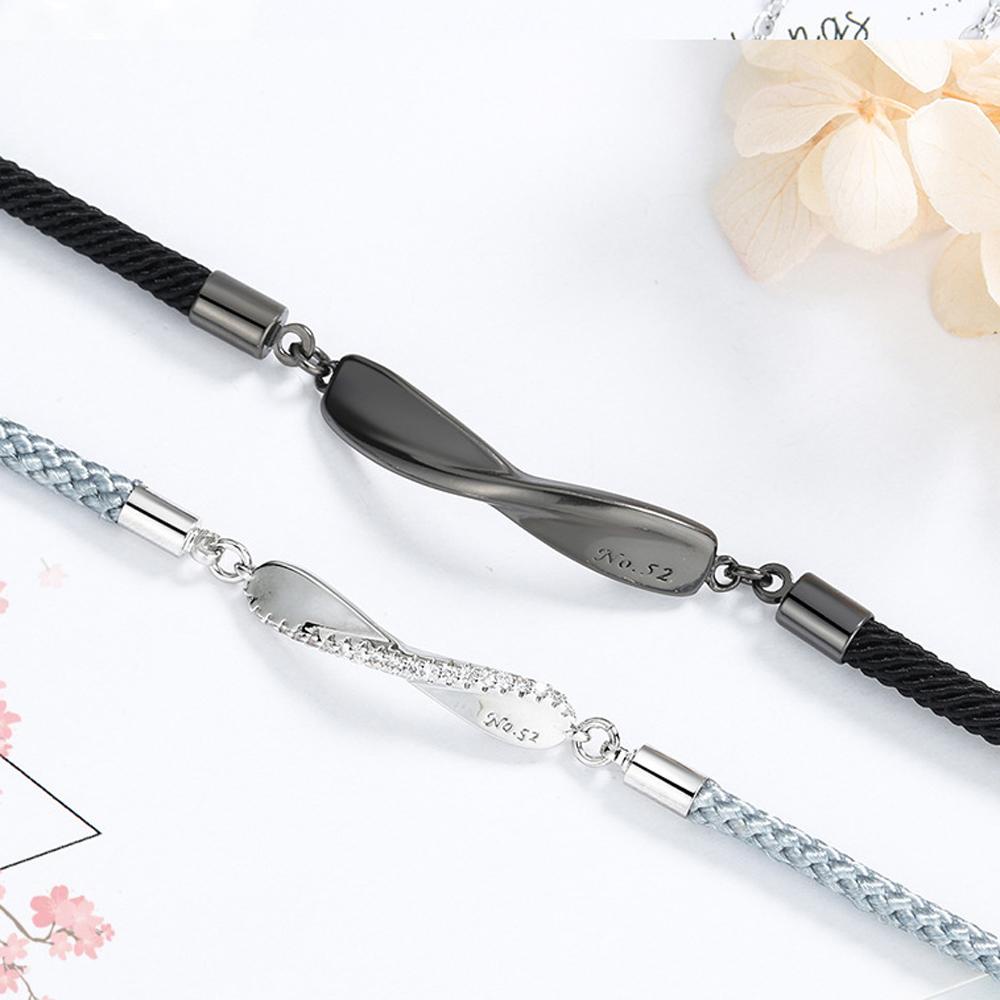 DARON Vòng Tay Dây Bện Phối Mặt Hợp Kim Thời Trang Cho Cặp Đôi