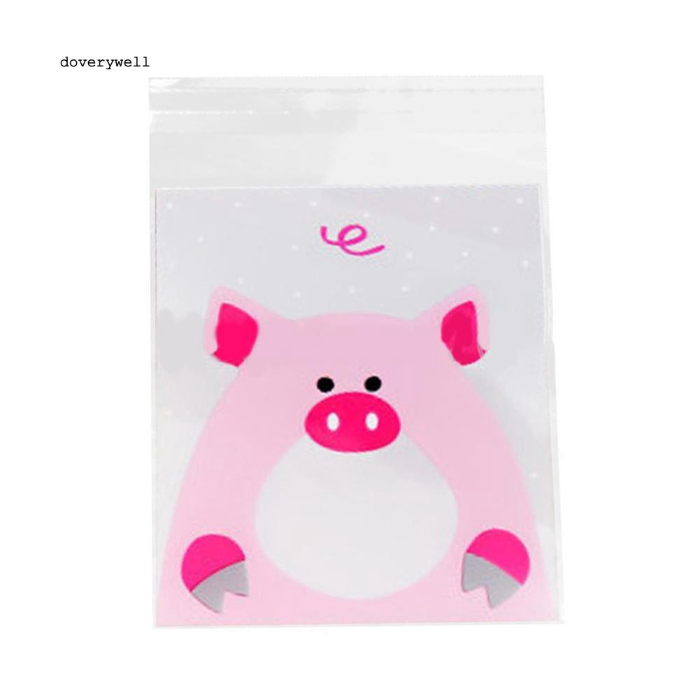 100 túi đựng bánh kẹo in hình thú hoạt hình kiểu đóng tự dính