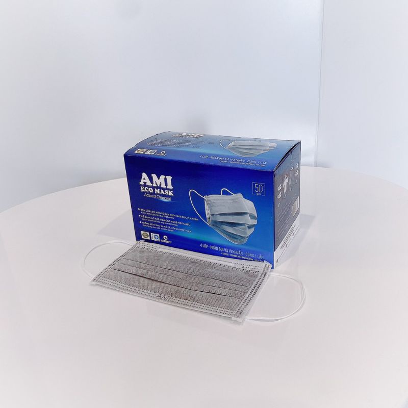 Khẩu Trang 4 Lớp Ami Kháng Khuẩn Chính Hãng ( 50 chiếc 1 Hộp)