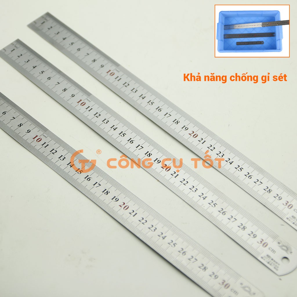 THƯỚC KHÔNG GỈ KHẮC CHỮ CHÌM 30CM, 12 INCH