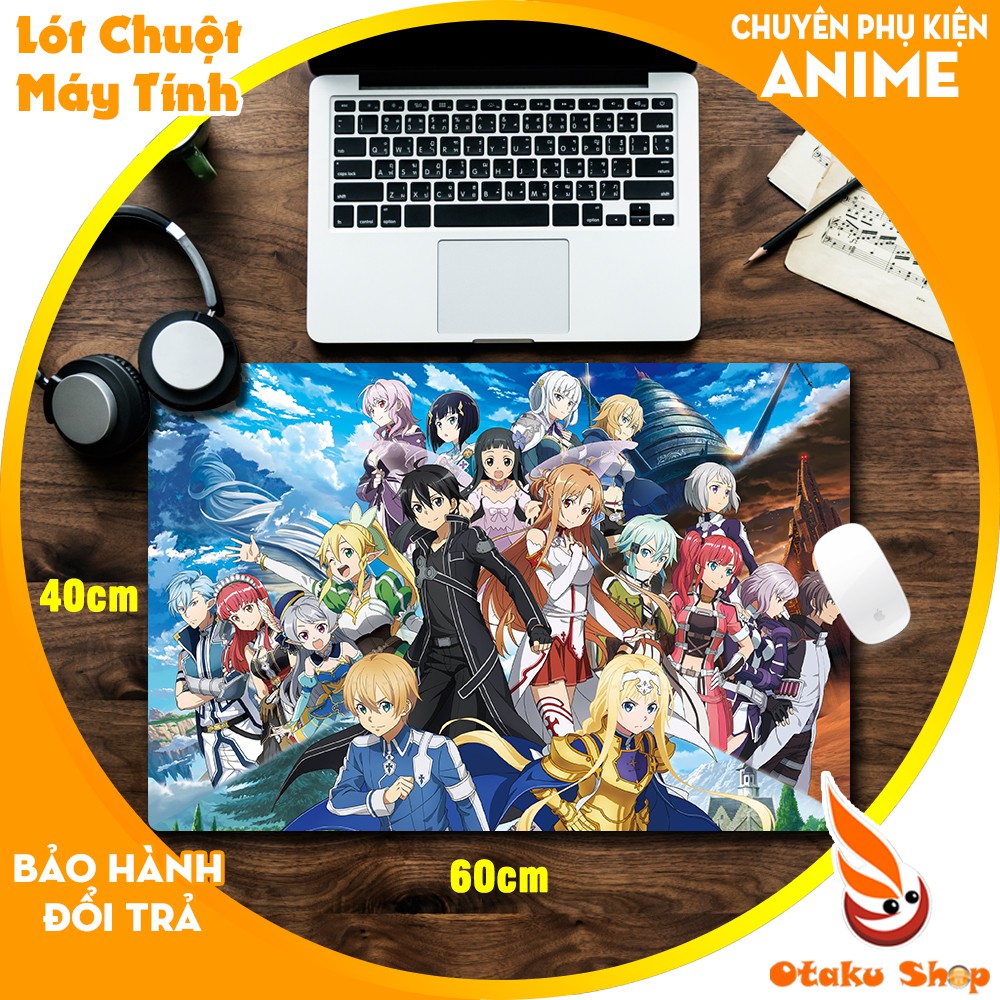 { Mouse pad cỡ lớn } Lót chuột Anime Sword Art Online chất liệu cao su để trên bàn di chuột chơi game kích thước 60x40cm