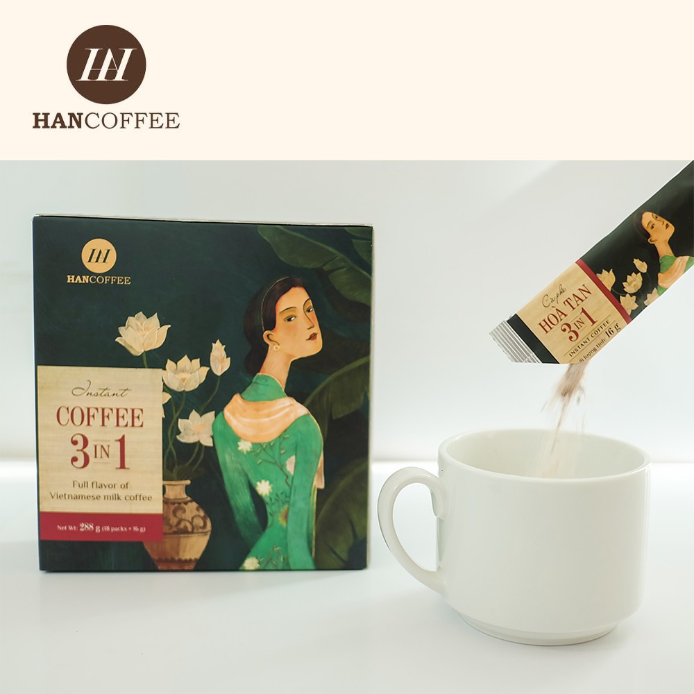 Cà phê hòa tan HANCOFFEE 3 in 1 (Hộp 18 gói)