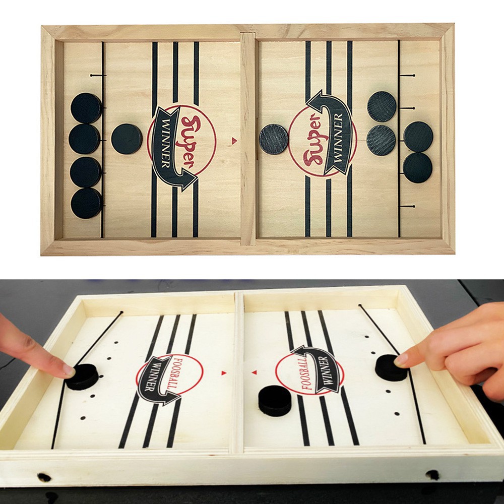 Bộ Cờ Búng Bàn Đấu Ice Hockey Bằng Gỗ - Chọn Size -  Foosball Winner, Sling Puck - Bắn Bi Gỗ Xuyên Lỗ Chính Hãng Amalife