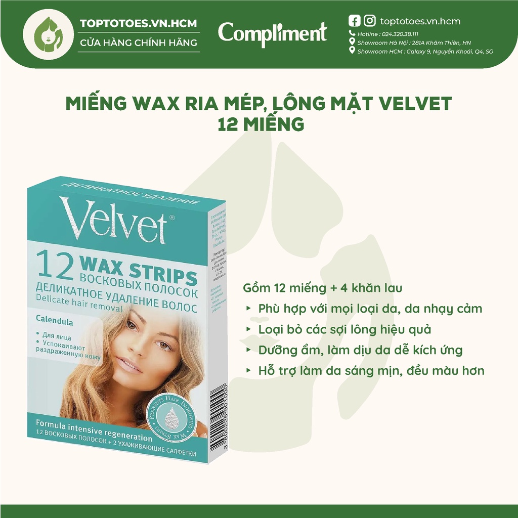Miếng wax ria mép, lông mặt Veet &amp; Velvet