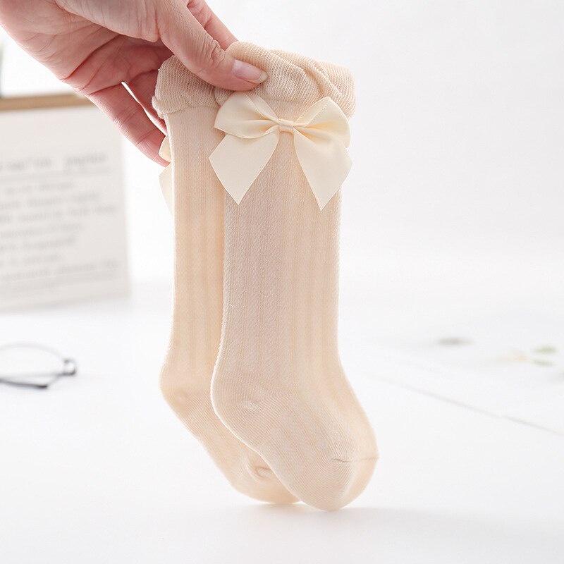 Vớ Cotton Mềm Mại Thoáng Khí Dài Qua Gối Đính Nơ Dễ Thương Cho Bé Gái