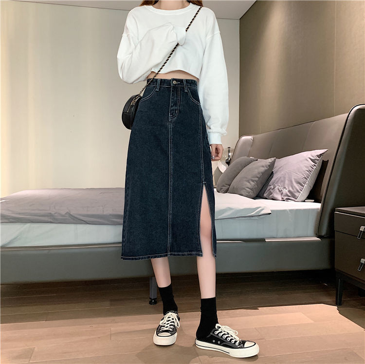 Chân váy bò dài Xẻ Tà Phong Cách Hàn Quốc Dành Cho Bạn Nữ