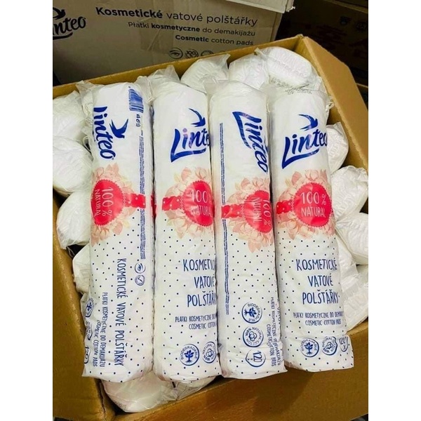 Bông tẩy trang cotton Linteo 120 miếng 100% Natural Beehouse