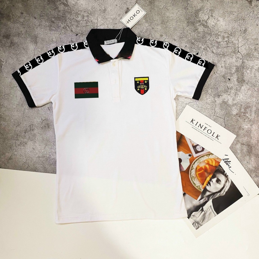 ÁO THUN POLO CỔ TRỤ HỌA TIẾT LOGO PHỐI HỌA TIẾT VAI ÁO PHÙ HỢP CHO CẢ NAM VÀ NỮ