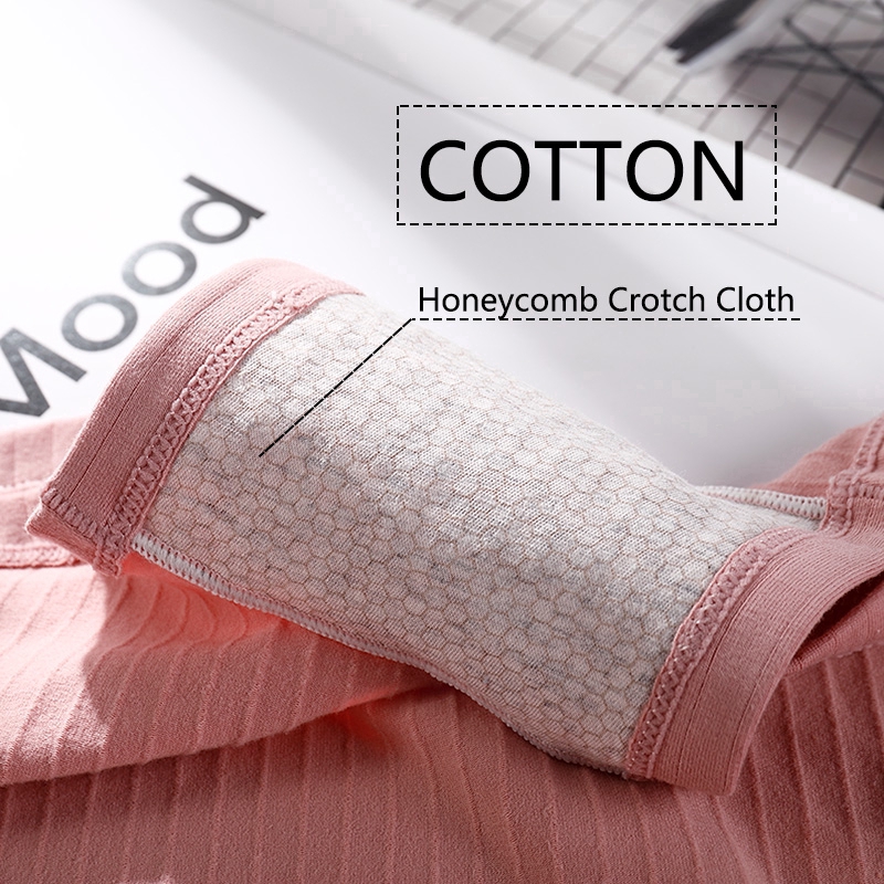Quần Lót Boyshort Eo Cao Đáy Quần Tổ Ong Vải Cotton Mềm Không Đường May Gợi Cảm Dành Cho Bạn Nữ