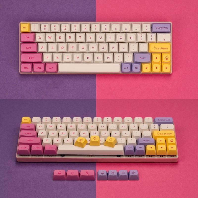 Bộ keycap PBT nút bàn phím cơ profile XDA Ice Cream, Macaroon ... phù hợp nhiều loại bàn phím