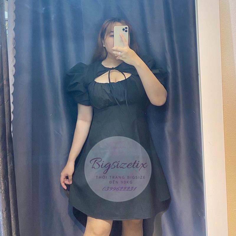 Đầm dáng A tay phồng nhún ngực xinh xắn bigsize 50-90kg