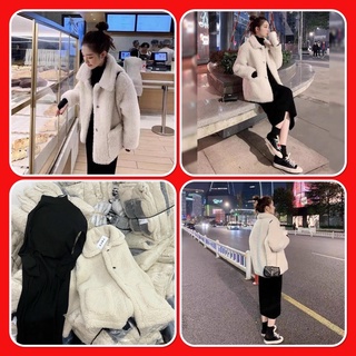 Set Váy Vintage Kèm Áo Khoác Lông Dáng Rộng