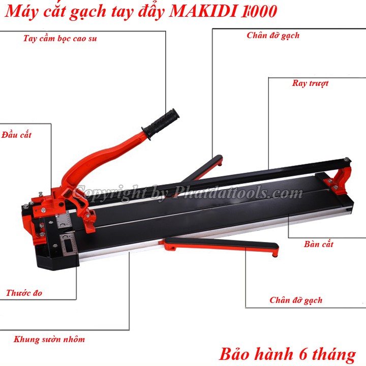 Bàn cắt gạch đẩy tay MAKIDI 1000-Cắt gạch tối đa 1m-Hàng chính hãng-Bảo hành 6 tháng