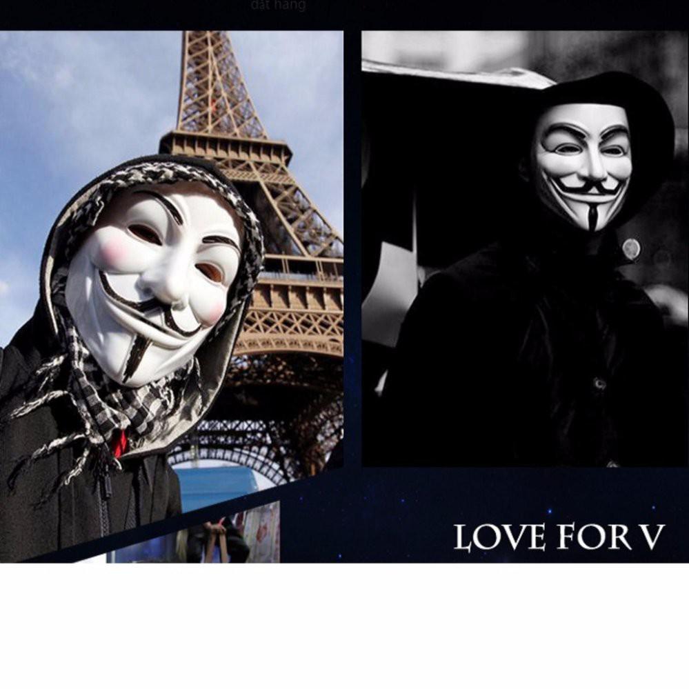 Mặt nạ Hacker mặt nạ Anonymous hàng dẹp loại 1 (Trắng)