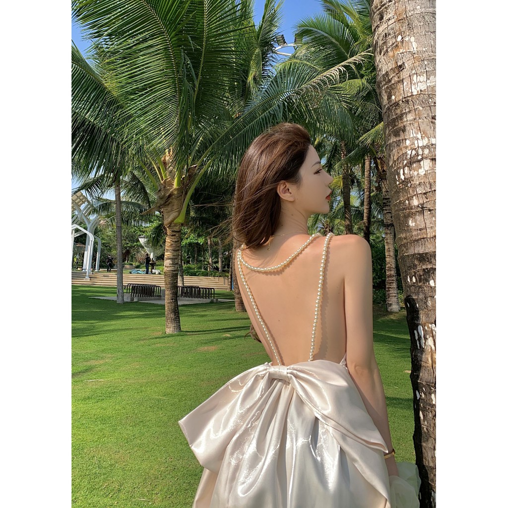 Đầm Đi Biển Hai Dây Phối Nơ Xinh Xắn Dành Cho Nữ | BigBuy360 - bigbuy360.vn