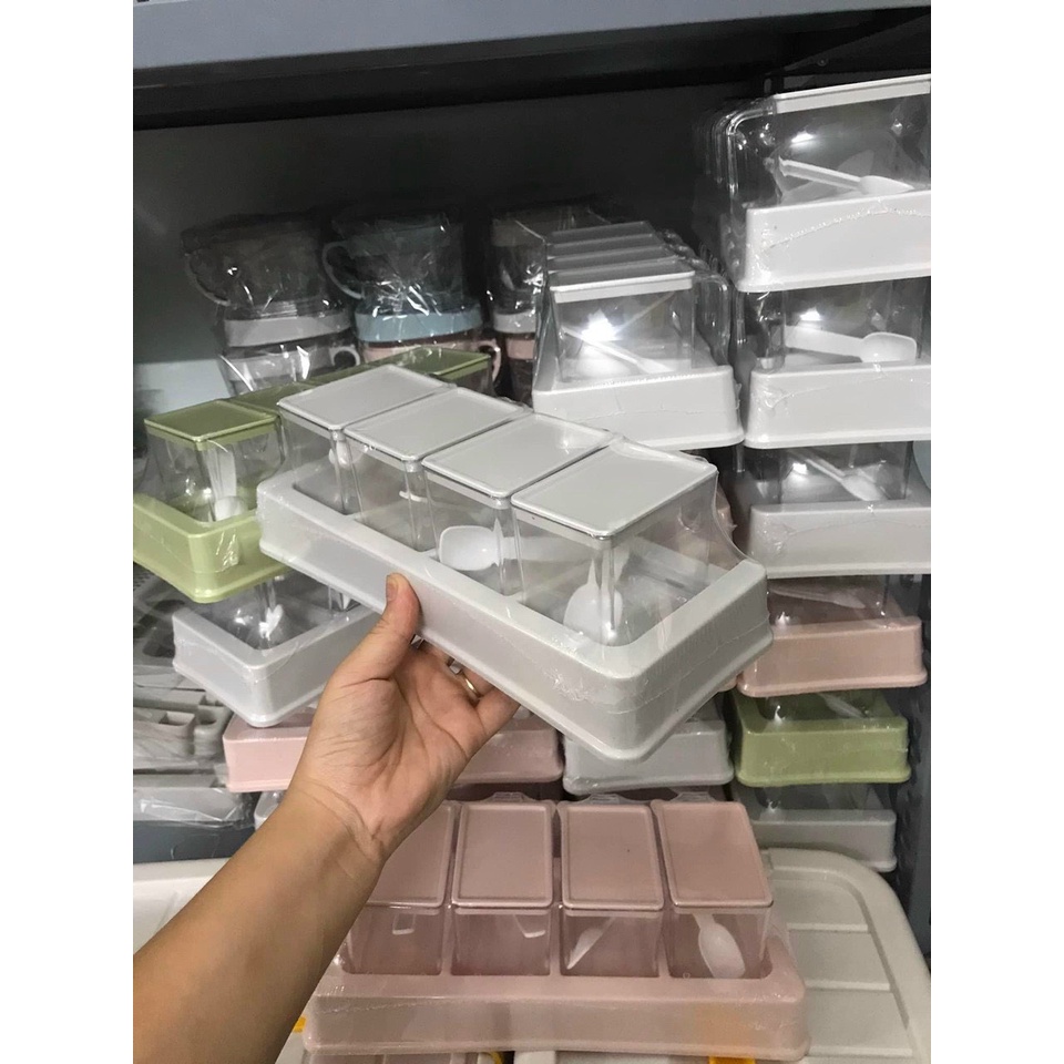Bộ 4 lọ đựng gia vị có thìa cao cấp Việt Nhật -2939