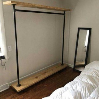 Kệ gỗ ống sắt kệ treo quần áo tủ treo bằng ống sắt decor vintage bền đẹp trang trí nhà và quán phong cách châu âu