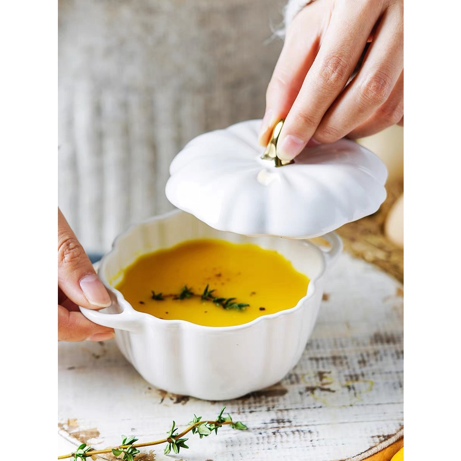 Bát sứ hình quả bí đỏ, tô đựng chè canh hầm: 11.45