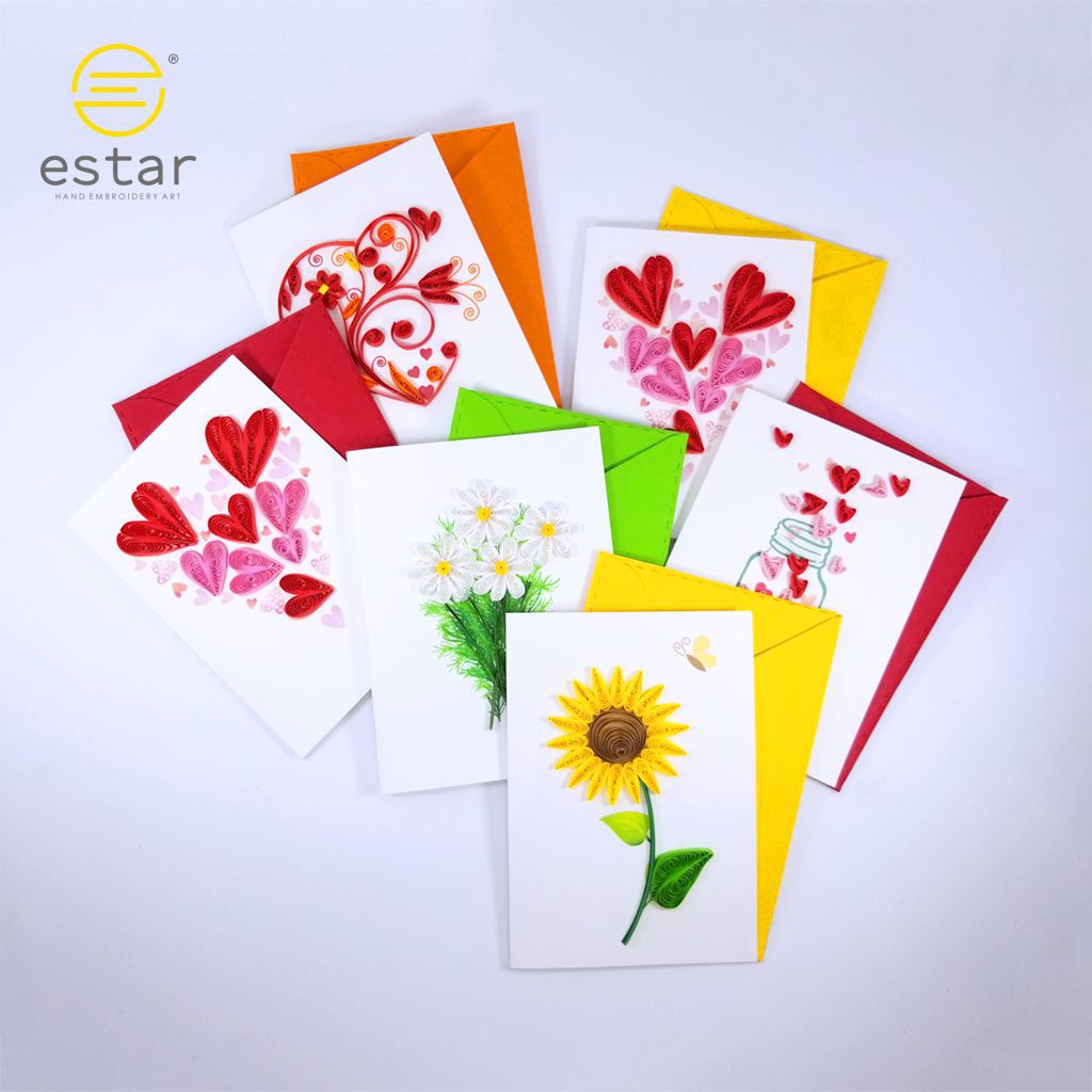 Thiệp Quilling, Thiệp Giấy Xoắn - Chất Liệu Giấy Cao Cấp, Không Lem Mực, Khó Rách, Khó Phai Màu