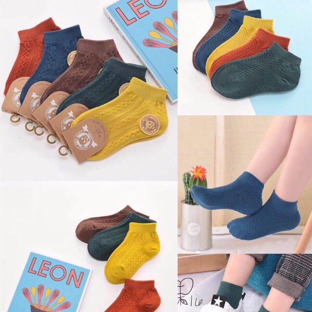 Vỉ 10 đôi tất gân sọc vintage trẻ em siz3 từ 1-12 tuổi