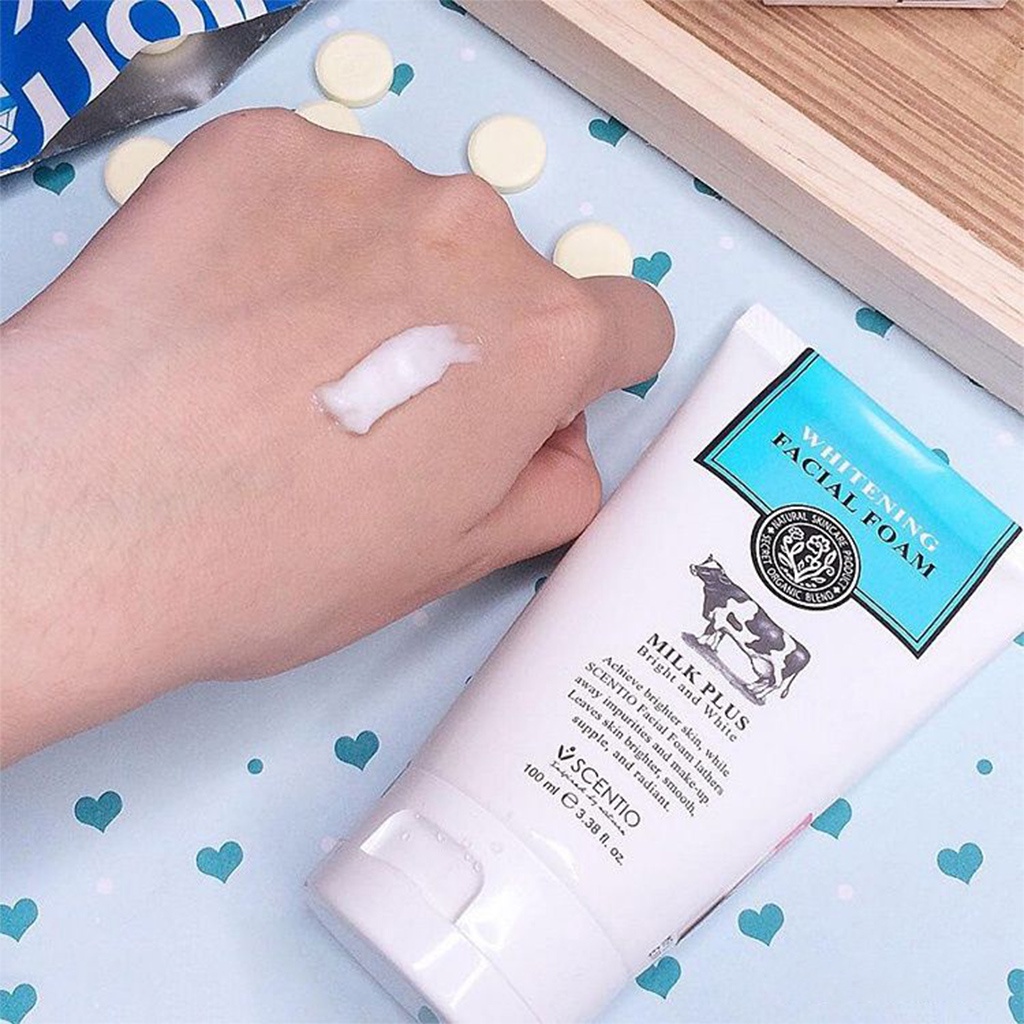 Sữa Rửa Mặt Sữa Bò Scentio Milk Plus Whitening Facial Foam Beauty Buffet Thái Lan Giúp Làn Da Trắng Sáng, Mịn Màng 100ml