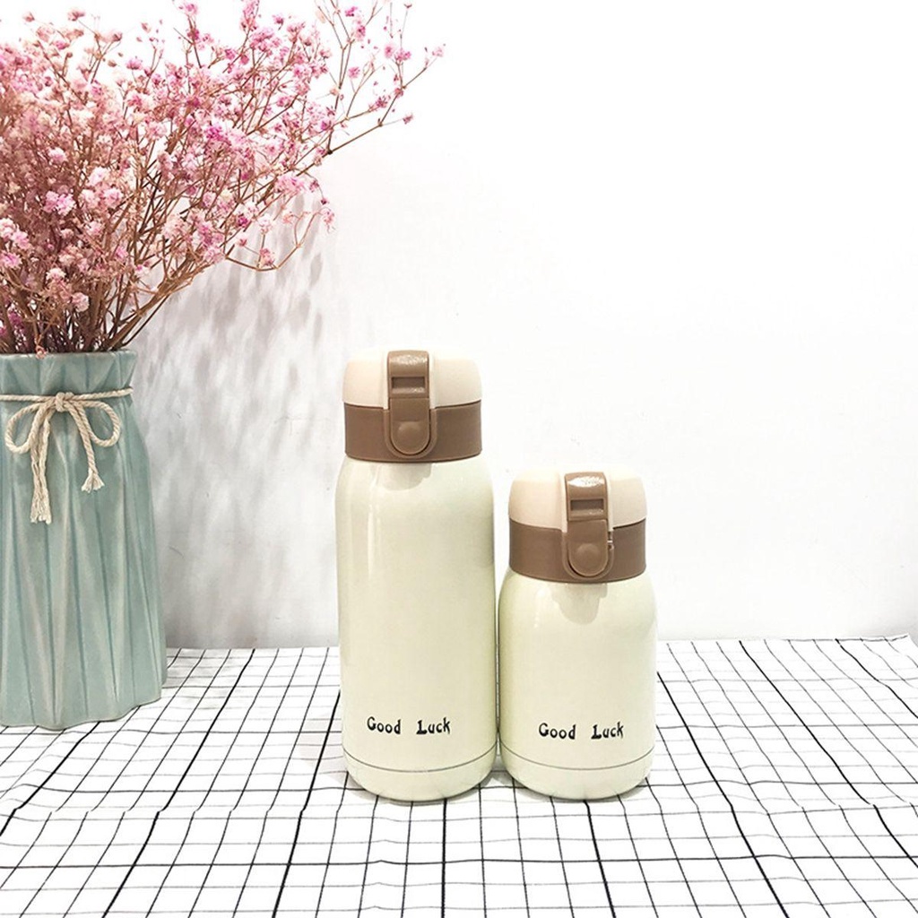 Bình Nước Giữ Nhiệt 200ml Bằng Thép Không Gỉ Họa Tiết Hoạt Hình Dễ Thương