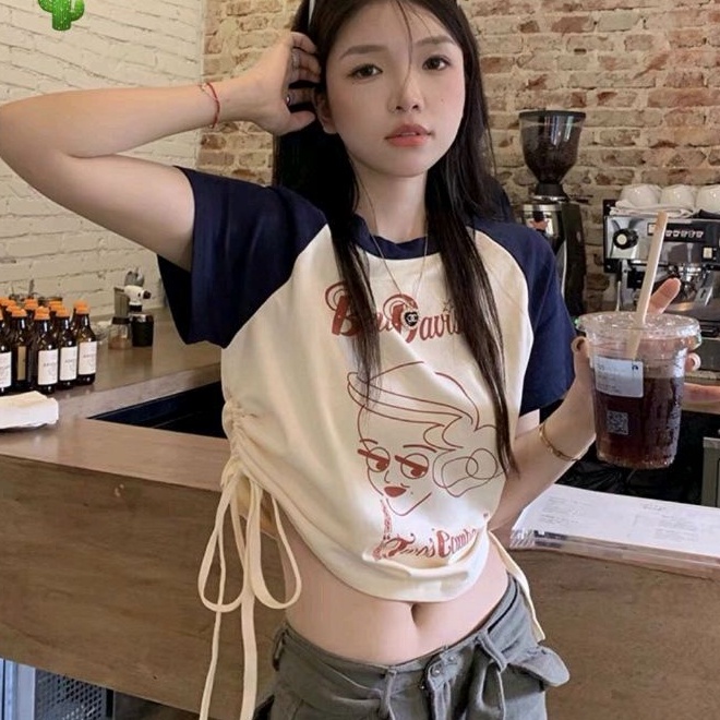 Áo thun rút dây 2 bên tay phối màu cực Xinh PC